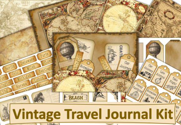 Download Vintage Travel Journal Kit JPEG and PNG - Jpeg Collection