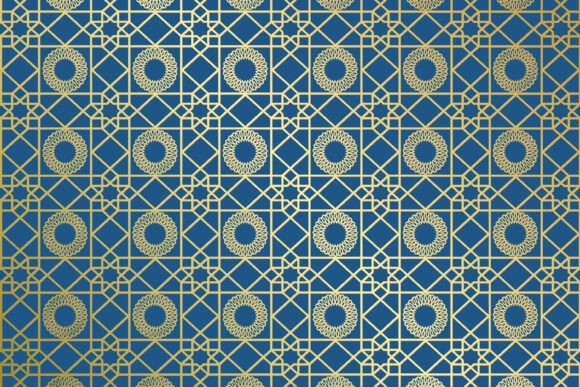 Download Blue Gold Islamic Geometric Pattern - Gold Collection