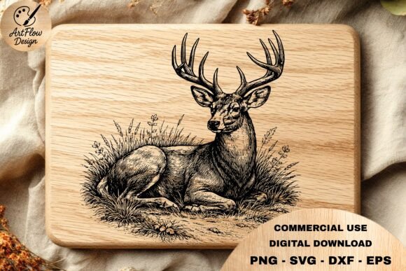 Download Resting Deer Engraving SVG - Engraving Collection